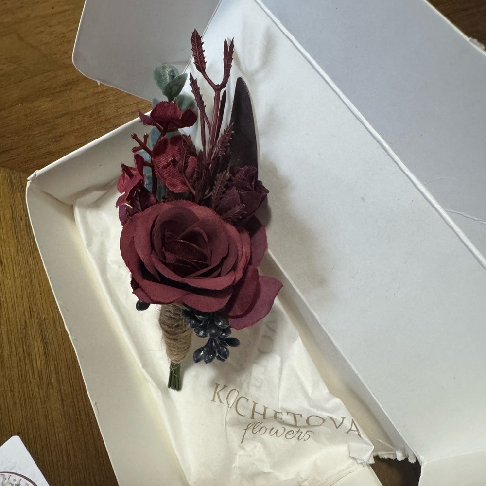 Elegant Burgundy Boutonniere
